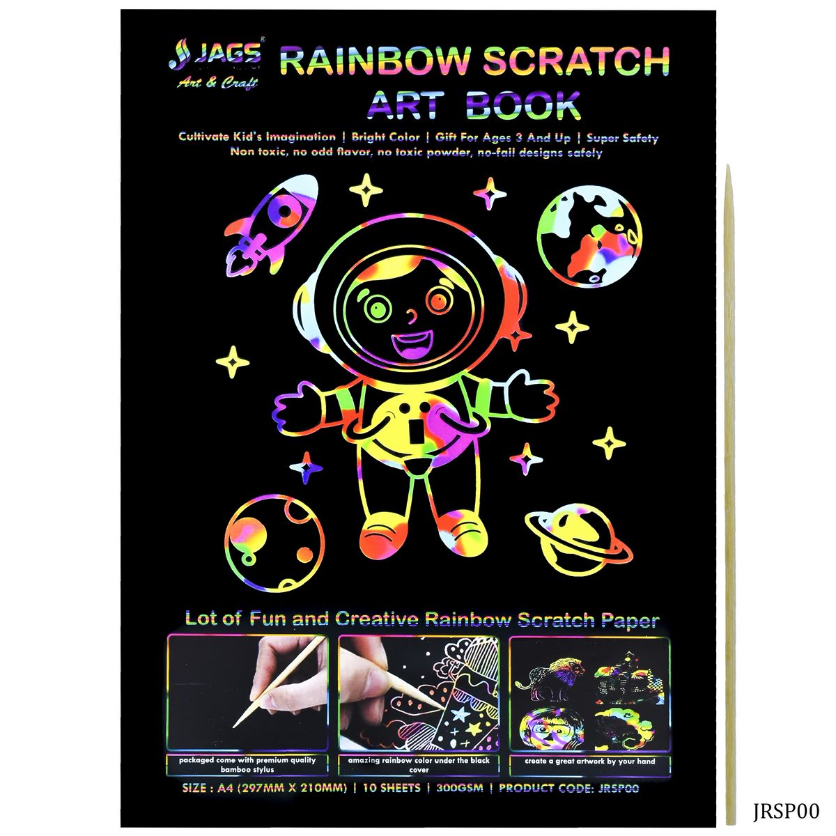 Gift To Love | Rainbow Scratch Paper | Size : A4 | Pcs : 10 Sheet | Code : JRSP00