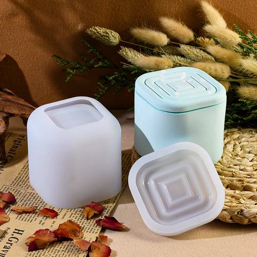 Gift To Love | Jags Silicone Mould Squar Candel Pot With Lid | Code : JSM106
