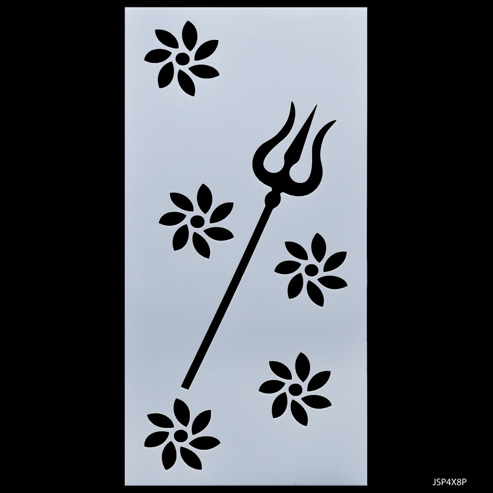 Gift To Love | Plastic Stencil Trident | Size : 4 X 8 Inch | Code : JSP4X8P