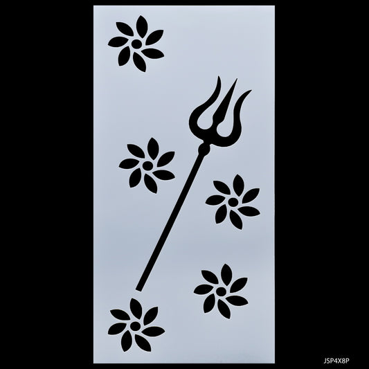 Gift To Love | Plastic Stencil Trident | Size : 4 X 8 Inch | Code : JSP4X8P