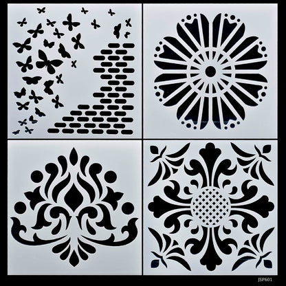 Gift To Love | Stencil Plastic | Size : 6 X 6 | Pcs : 4 Pcs Set | Code : JSP601