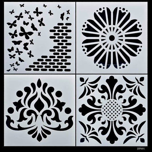 Gift To Love | Stencil Plastic | Size : 6 X 6 | Pcs : 4 Pcs Set | Code : JSP601