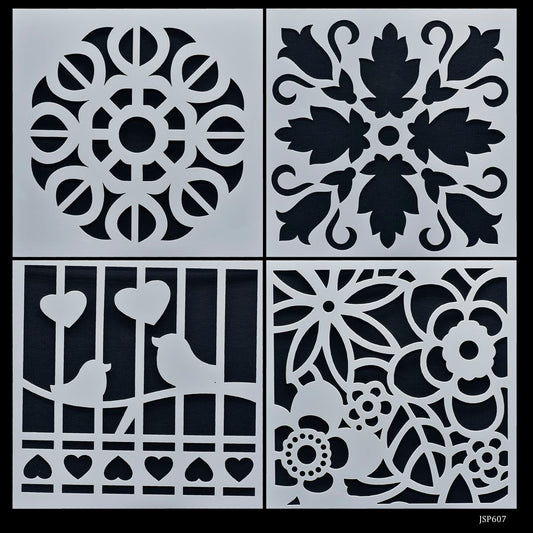 Gift To Love | Stencil Plastic | Size : 6 X 6 | Pcs : 4 Pcs Set | Code : JSP607