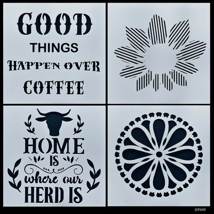 Gift To Love | Stencil Plastic | Size : 6 X 6 | Pcs : 4 Pcs Set | Code : JSP608