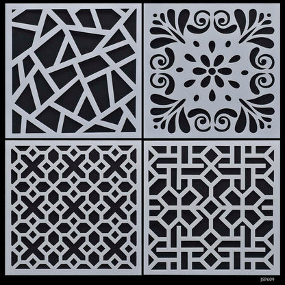 Gift To Love | Stencil Plastic | Size : 6 X 6 | Pcs : 4 Pcs Set | Code : JSP609