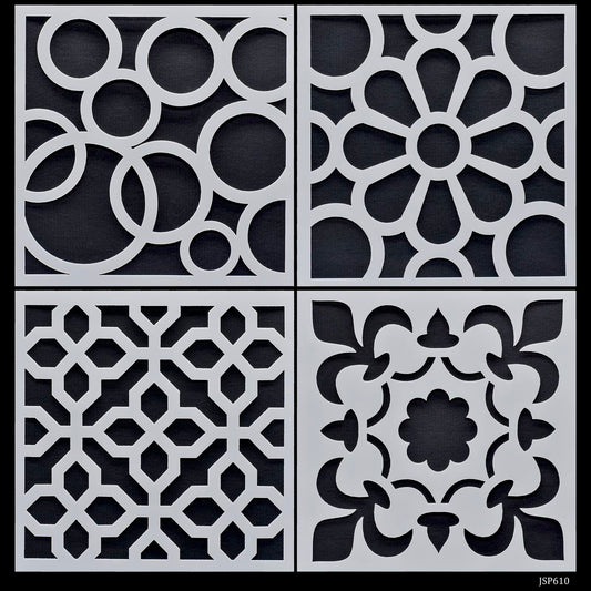 Gift To Love | Stencil Plastic | Size : 6 X 6 | Pcs : 4 Pcs Set | Code : JSP610