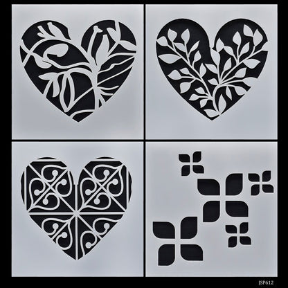Gift To Love | Stencil Plastic | Size : 6 X 6 | Pcs : 4 Pcs Set | Code : JSP612