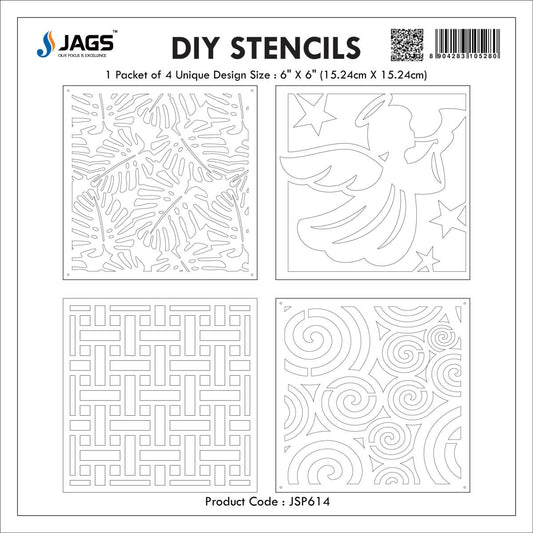 Gift To Love | Stencil Plastic | Size : 6 X 6 | Pcs : 4 Pcs Set | Code : JSP614