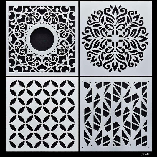 Gift To Love | Stencil Plastic | Size : 6 X 6 | Pcs : 4 Pcs Set | Code : JSP617