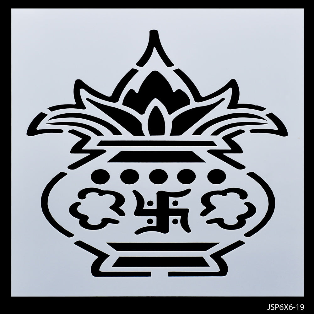Gift To Love | Stencil Plastic Pooja Kalash | Size : 6 X 6 | Code : JSP6X6-19