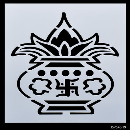 Gift To Love | Stencil Plastic Pooja Kalash | Size : 6 X 6 | Code : JSP6X6-19