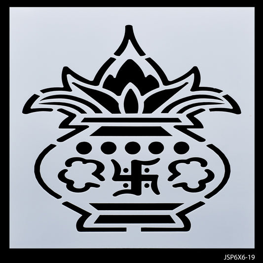 Gift To Love | Stencil Plastic Pooja Kalash | Size : 6 X 6 | Code : JSP6X6-19