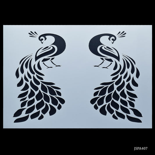 Gift To Love | Peacock Horizontal Stencil | Size : A4 | Code : JSPA407