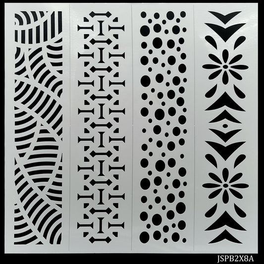 Gift To Love | Stencil Plastic Border 4 In 1 | Size : 2 X 8 Inch | Code : JSPB2X8A