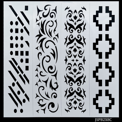 Gift To Love | Stencil Plastic Border 4 In 1 | Size : 2 X 8 Inch | Code : JSPB2X8C