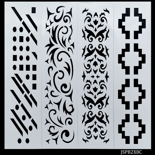 Gift To Love | Stencil Plastic Border 4 In 1 | Size : 2 X 8 Inch | Code : JSPB2X8C