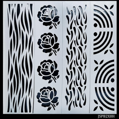 Gift To Love | Stencil Plastic Border 4 In 1 | Size : 2 X 8 Inch | Code : JSPB2X8H