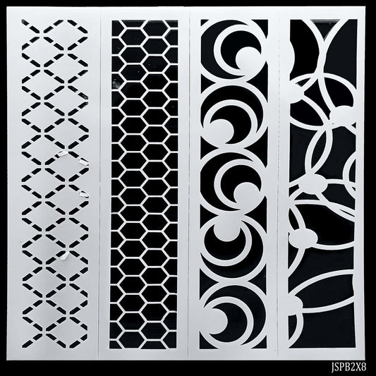 Gift To Love | Stencil Plastic Border 4 In 1 | Size : 2 X 8 Inch | Code : JSPB2X8