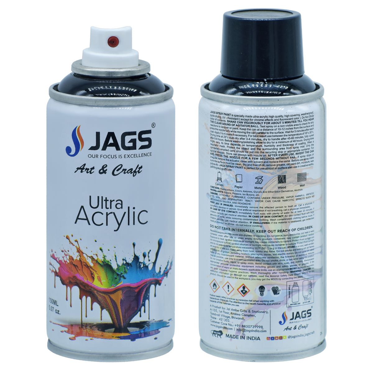 Gift To Love | Spray Ultra Acrylic | Color : Black Glossy | Size : 150 Ml | Code : JSUA701
