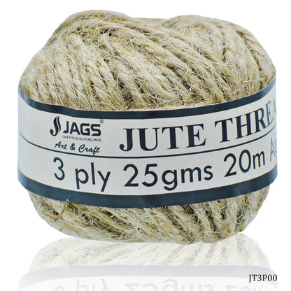 Gift To Love | Jute Thread 3 Ply | Color : Natural | Size : 25 Gms | Pcs : Set Of 16 Pcs | Code : JT3P00