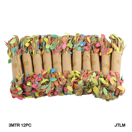 Gift To Love | Jute Thread Leaf | Color : Multi | Size : 3 Mtr | Pcs : 12 Pc | Code : JTLM
