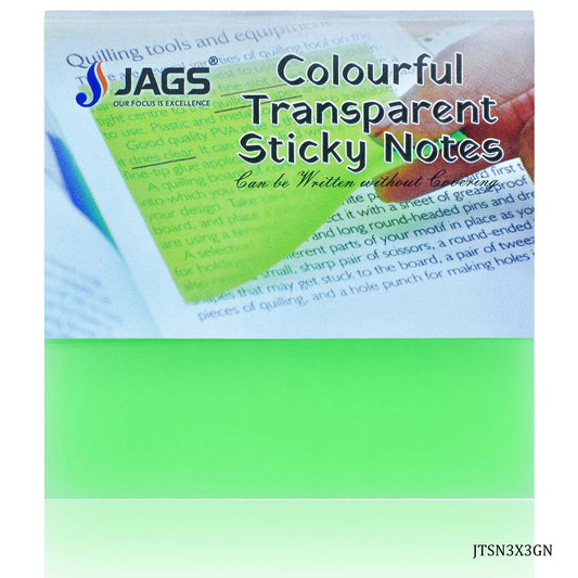 Gift To Love | Transparent Sticky Note | Color : Green | Size : 3 X 3 | Pcs : 50 Sheets | Code : JTSN3X3GN