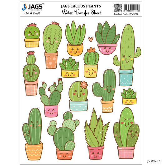 Gift To Love | Water Transfer Sheet Cactus Plants | Code : JVMW02