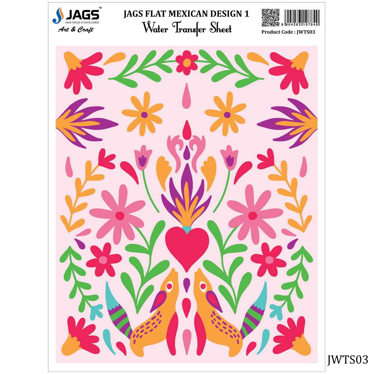 Gift To Love | Water Transfer Sheet Flat Mexican Design | Code : JWTS03