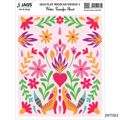Gift To Love | Water Transfer Sheet Flat Mexican Design | Code : JWTS03