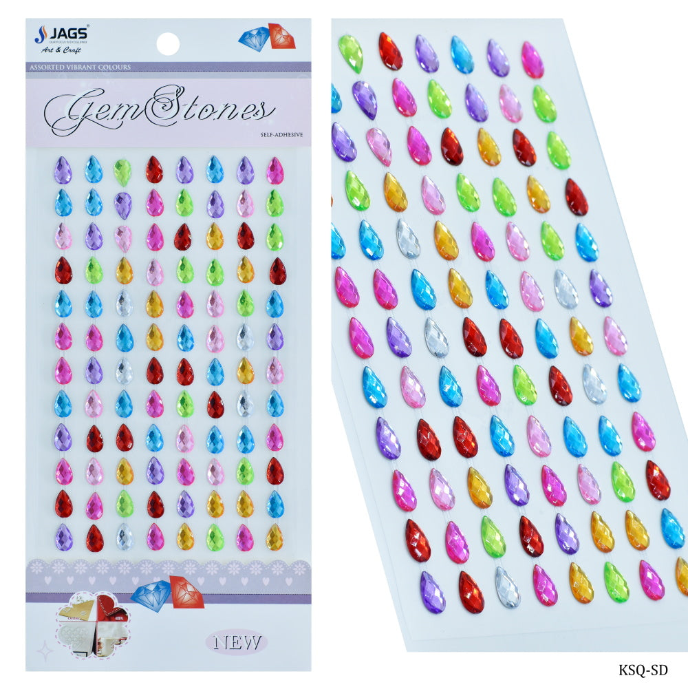 Gift To Love | Oval Gem Stones Sticker | Color : Multicolour | Code : KSQ-SD