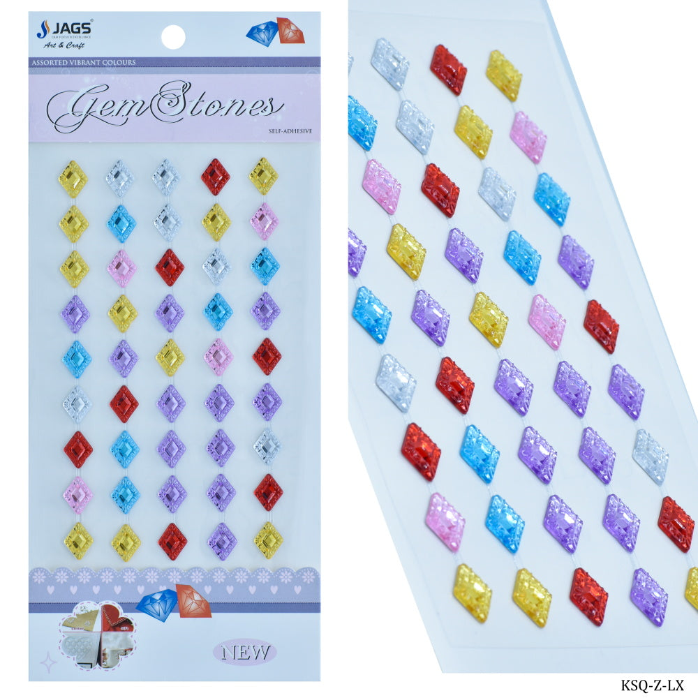 Gift To Love | Rhombus Gem Stones Sticker | Color : Multicolour | Code : KSQ-Z-LX