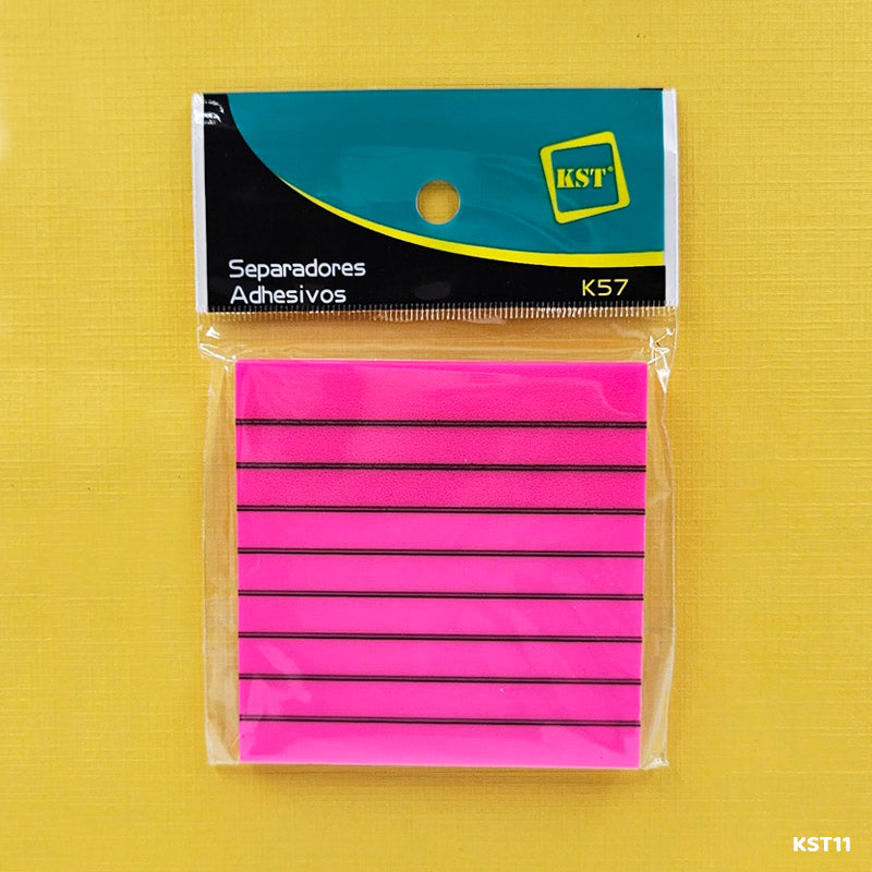 Gift To Love | Sticky Note Plastic Ruled | Color : Fluorescent Pink | Size : 3 X 3 | Code : KST11