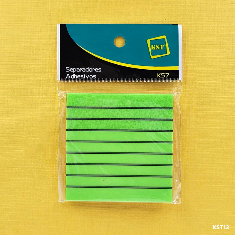 Gift To Love | Sticky Note Plastic Ruled | Color : Fluorescent Green | Size : 3 X 3 | Code : KST12