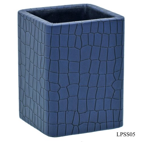 Gift To Love | Leather Pen Stand Square Crocodile Blue Tumbler | Code : LPSS05