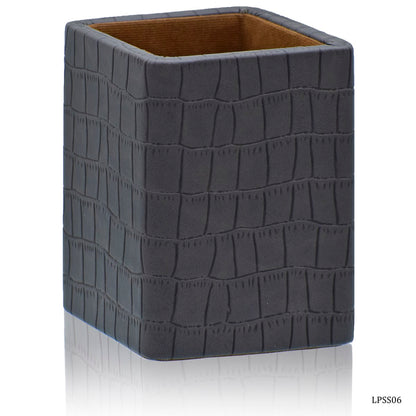 Gift To Love | Leather Pen Stand Square Crocodile | Color : Dark Brown | Code : LPSS06