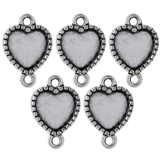 Gift To Love | Metal Craft Fitting Heart Double Hole | Pcs : 5 Pcs | Code : MC-1041