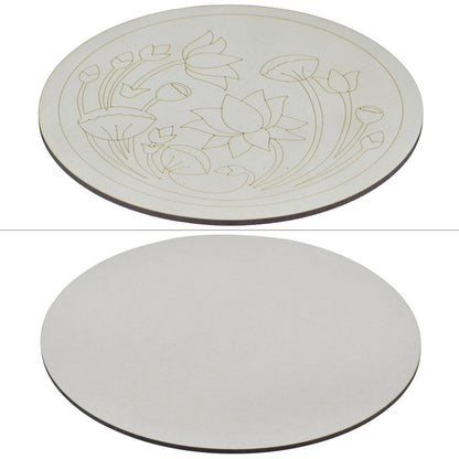 Gift To Love | Mdf Cutout Round Lotus Pari | Size : 4 Mm X 10 Inch | Code : MC4136