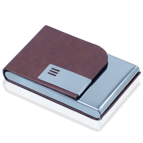 Gift To Love | Magnetic Card Holder Brown Silver (123) | Code : MCH21BNSR