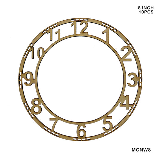 Gift To Love | Mdf Cutout Numeric Watch Round | Size : 8 Inch | Pcs : 10 Pcs | Code : MCNW8
