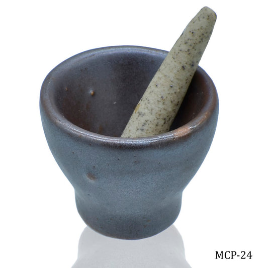 Gift To Love | Miniature Ceramics Mortar Okhali | Color : Dark Brown | Pcs : 1 Pc Set | Code : MCP-24