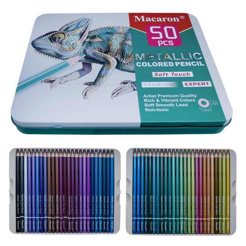 Gift To Love | Macaron Metallic Colored Pencil Soft Touch 50 Pcs | Code : MCR-50-2