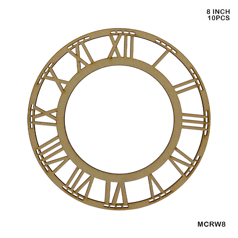 Gift To Love | Mdf Cutout Roman Watch Round | Size : 8 Inch | Pcs : 10 Pc | Code : MCRW8