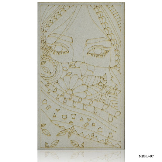 Gift To Love | Mdf Diy Painting Plate Kit Girl Engraved | Size : 6 X 10 Inch | Code : MDPD-07