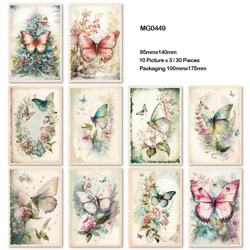 Gift To Love | Retro Butterfly Paper Sheets | Size : 95 X 140 Mm | Pcs : 30 Pcs | Code : MG0449