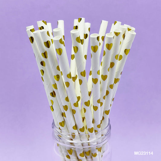 Gift To Love | Paper Straw Foiled Heart | Pcs : 25 Pcs | Code : MG23114