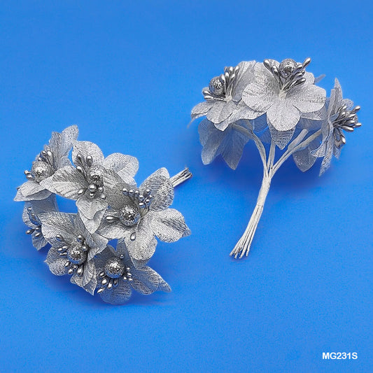 Gift To Love | Cloth Flower | Color : Silver | Pcs : 60 Pcs | Code : MG231S