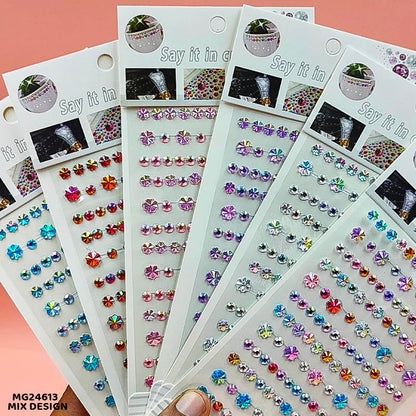 Gift To Love | Gem Stones Stay Crystal Flower Sticker | Pcs : 1 Strip | Code : MG24613