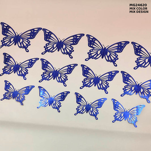 Gift To Love | 3D Butterfly Metallic Glitter Sticker 12pc | Code : MG24620