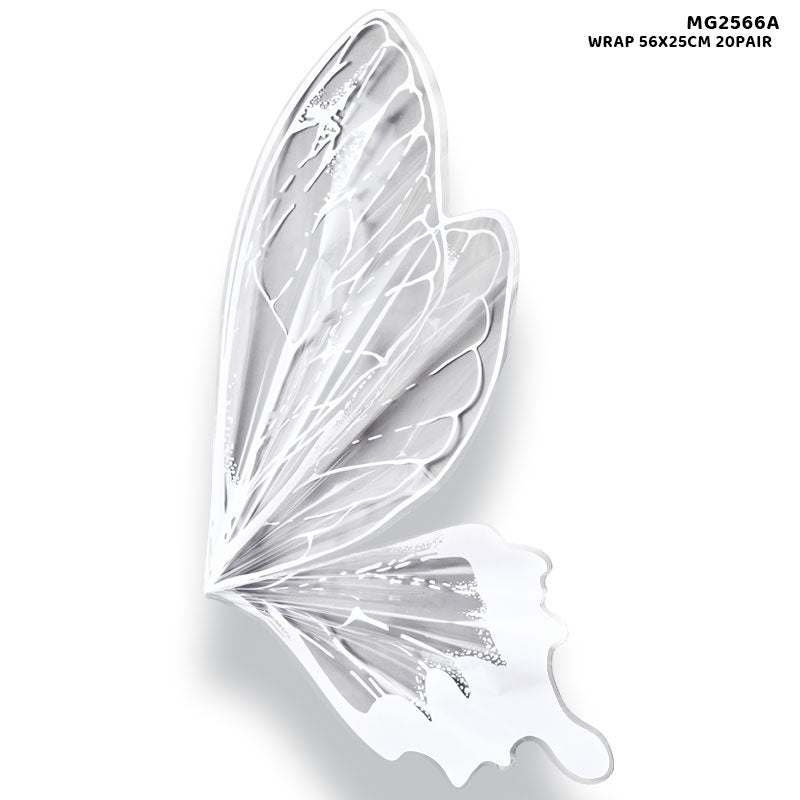 Gift To Love | Butterfly Wing Flower Wrap | Color : White | Size : 56 Cm X 25 Cm | Pcs : 20 Pair | Code : MG2566A