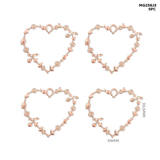 Gift To Love | Bezels Designer Heart Shape | Color : Rose Gold | Pcs : 5 Pcs | Code : MG256J3